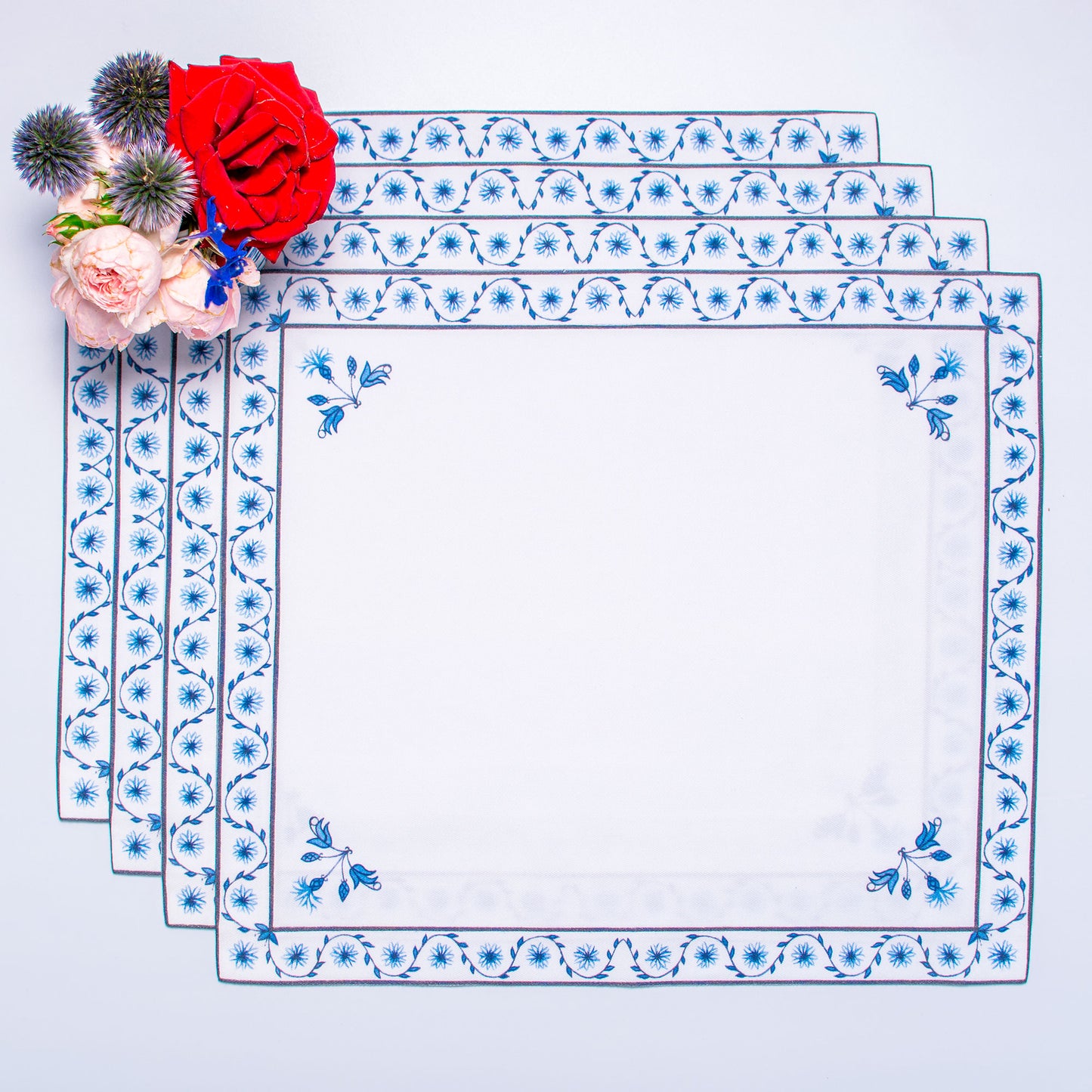 BLUE CORNFLOWER GARLAND PLACEMATS
