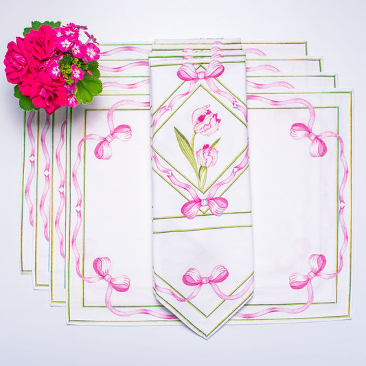 PARROT TULIP DINNER NAPKINS& PLACEMATS { Set of 4 }