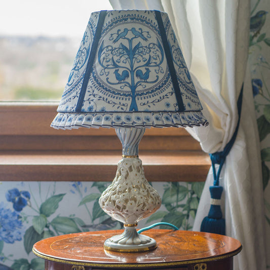 TREE OF LIFE LAMPSHADE WITH PLEATED TRIM