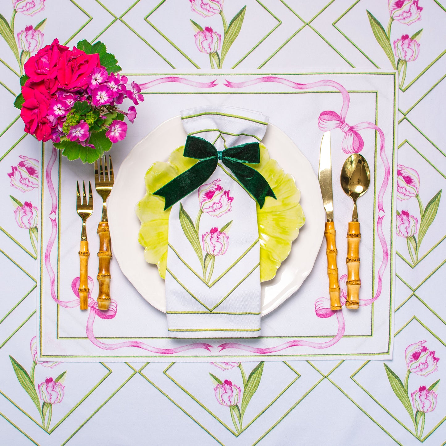 PARROT TULIP TEA NAPKINS & PLACEMATS { Set of 4 }