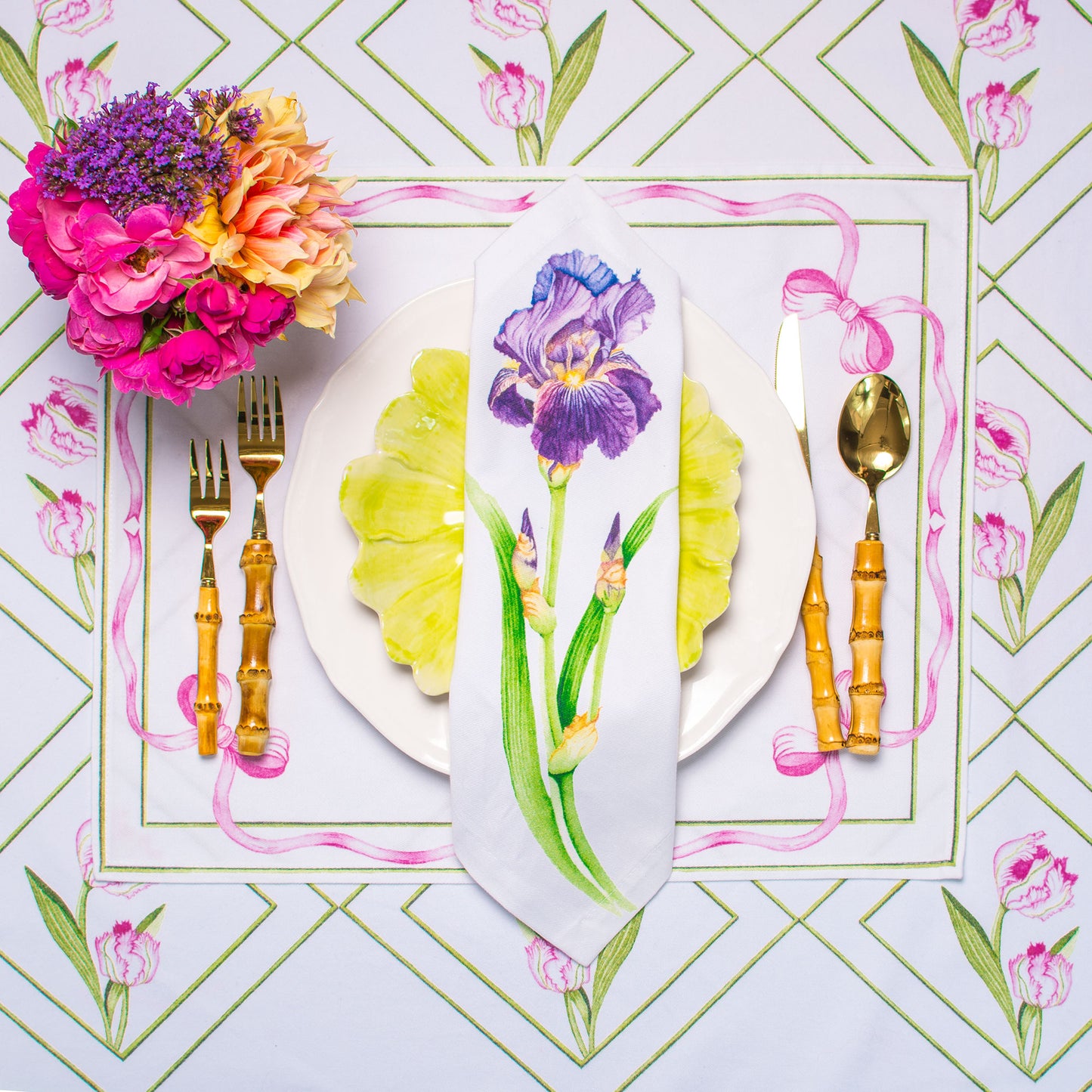 IRIS FLOWER COTTON TEA NAPKIN