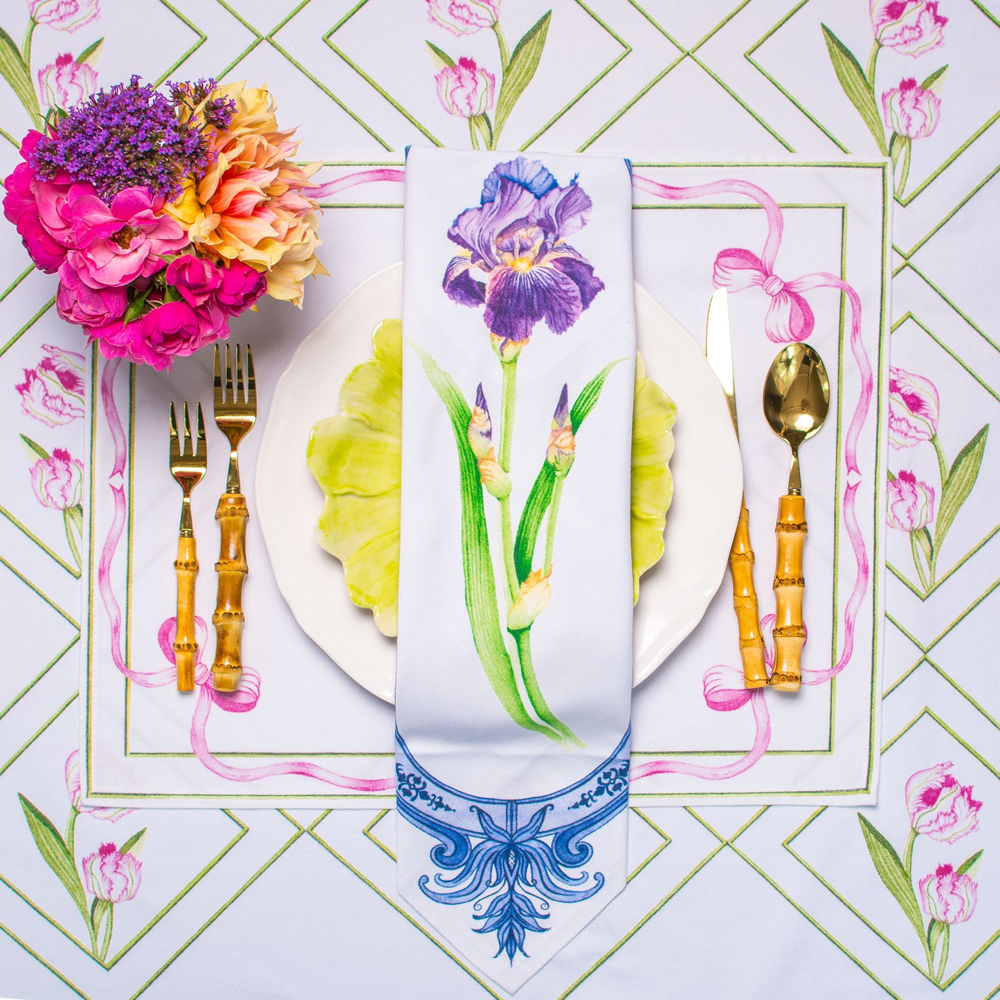 PURPLE & INDIGO IRIS DINNER NAPKINS