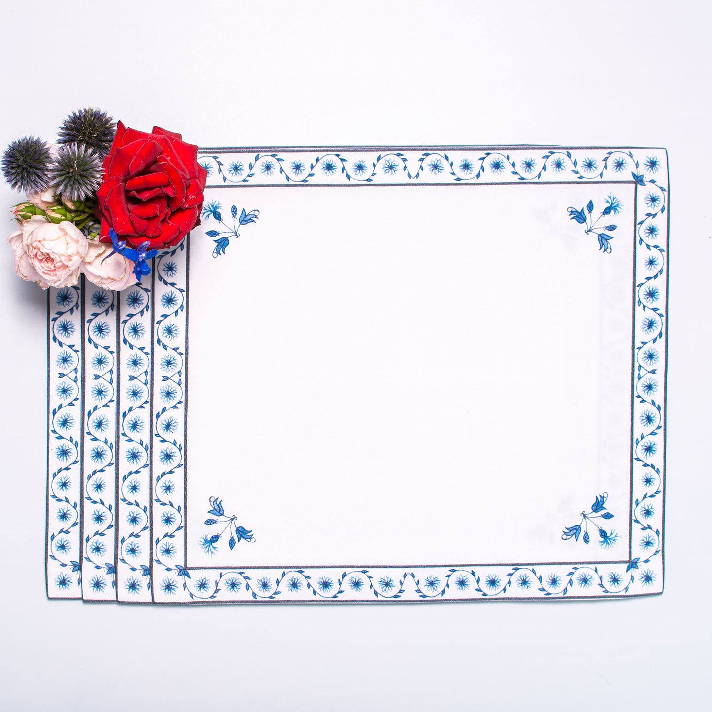 BLUE CORNFLOWER GARLAND PLACEMATS