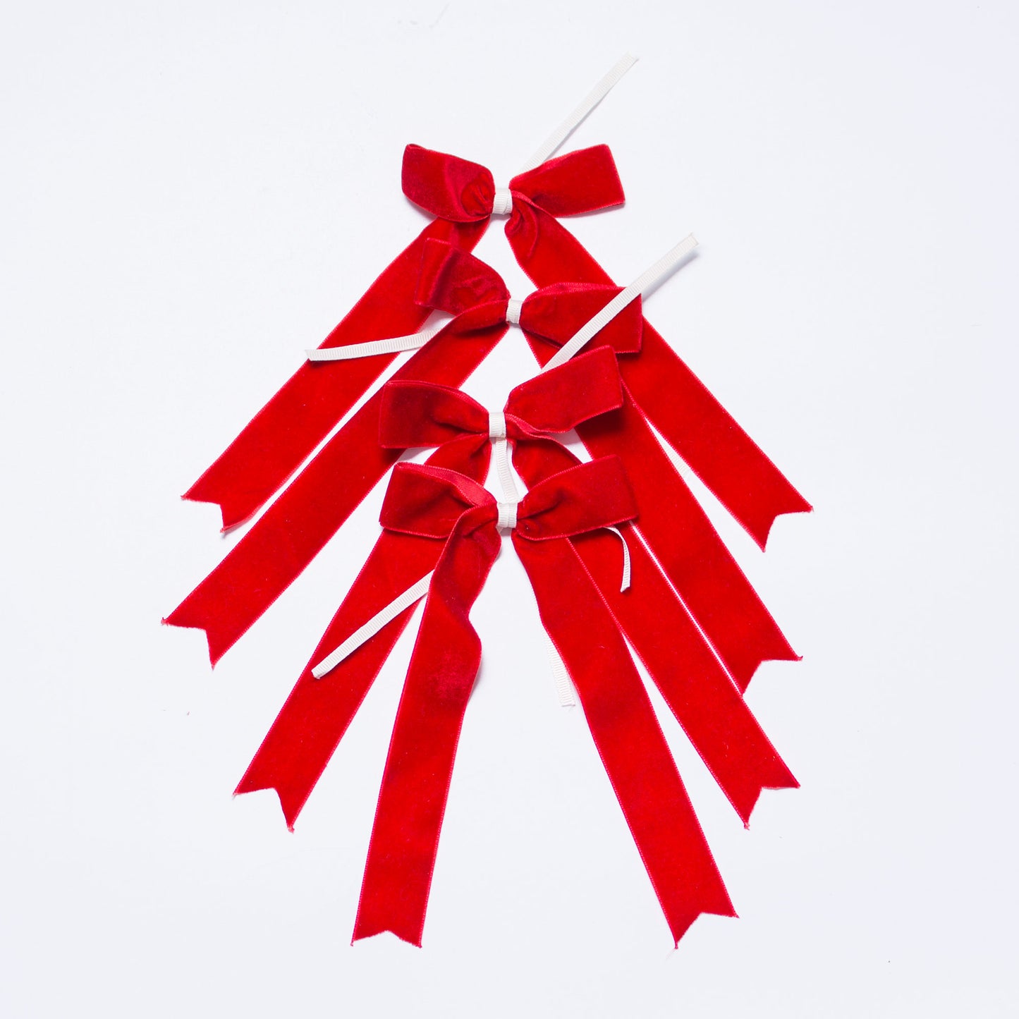 CHEERFUL RED VELVET BOWS & TAPERED CANDLES { Set of 10 }