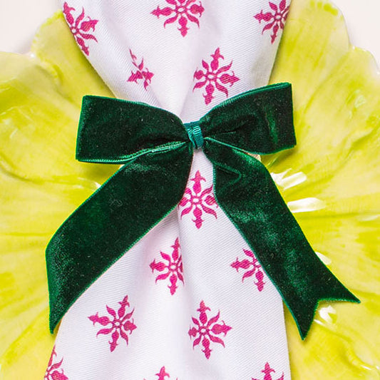 RICH GREEN VELVET BOWS { Set of 4 }