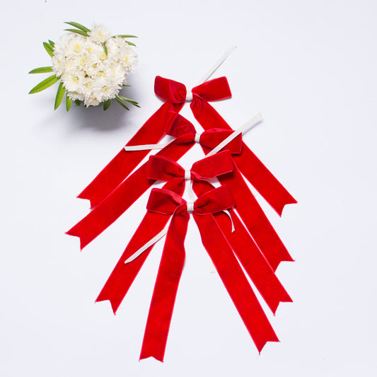 RED VELVET BOWS { Set of 4 } 20cm - 7.9"