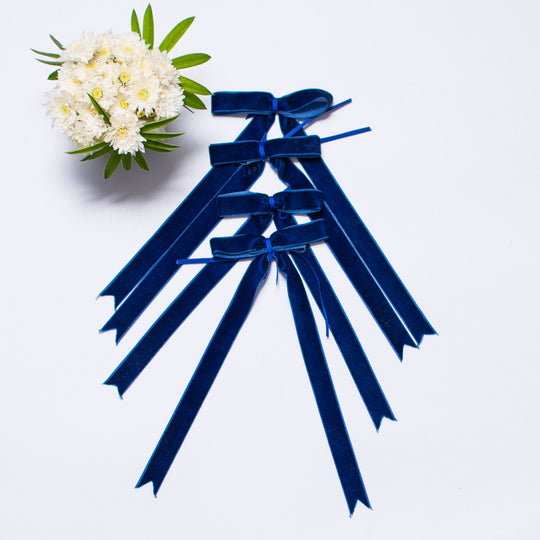 DEEP BLUE BOWS { Set of 4 } 20cm - 7.9"