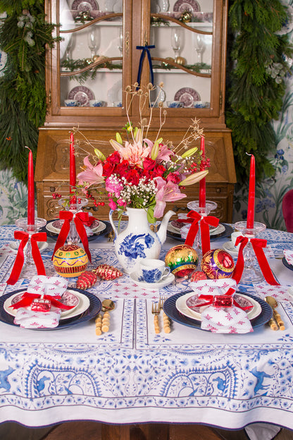 CHEERFUL RED VELVET BOWS & TAPERED CANDLES { Set of 10 }