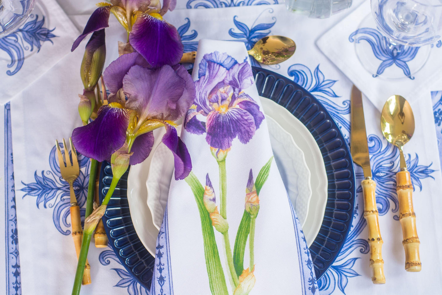 PURPLE & INDIGO IRIS DINNER NAPKINS