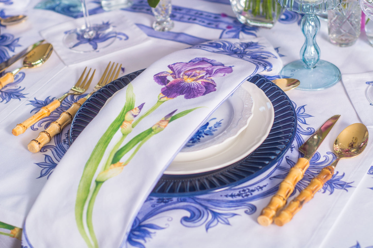 PURPLE & INDIGO IRIS DINNER NAPKINS