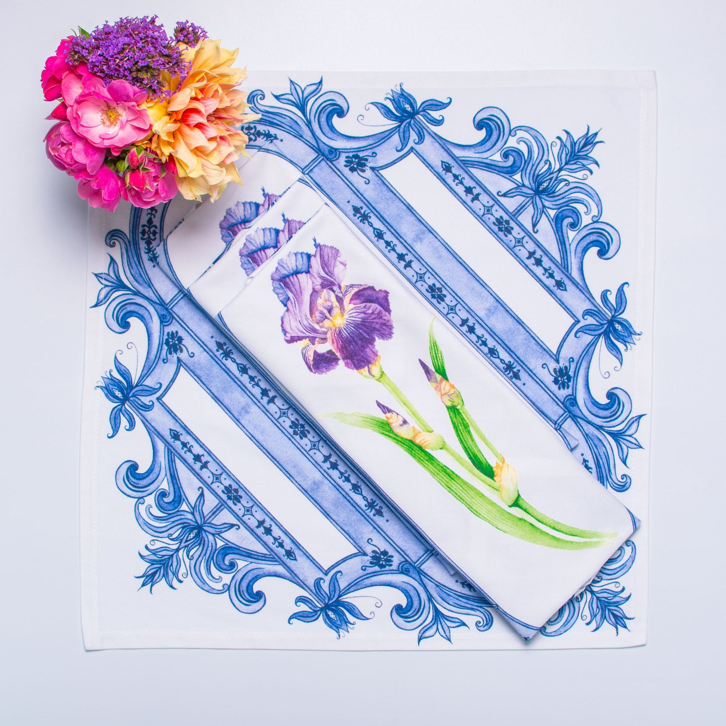PURPLE & INDIGO IRIS DINNER NAPKINS