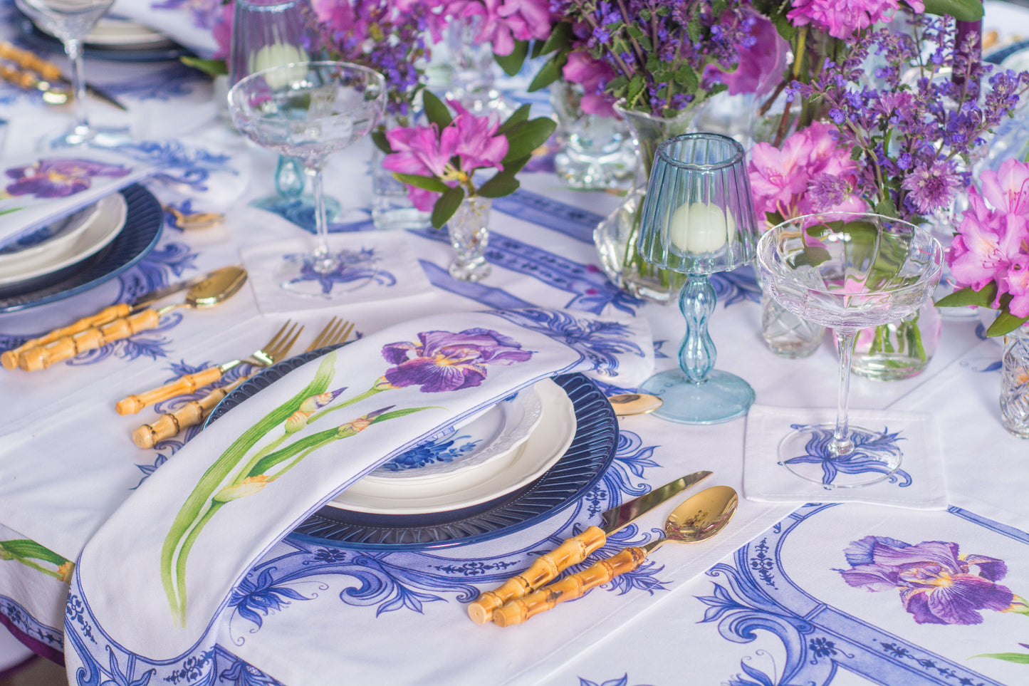 PURPLE & INDIGO IRIS DINNER NAPKINS