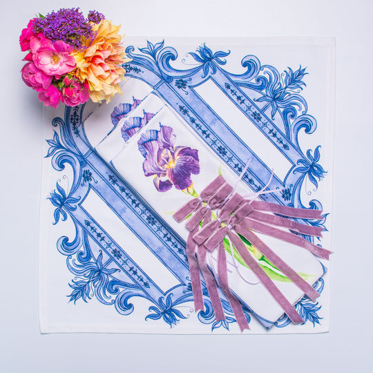 PURPLE & INDIGO IRIS DINNER NAPKINS