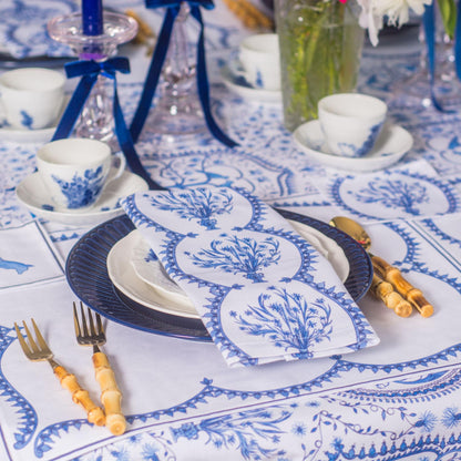 BLUE & WHITE BOUQUET TEA NAPKINS