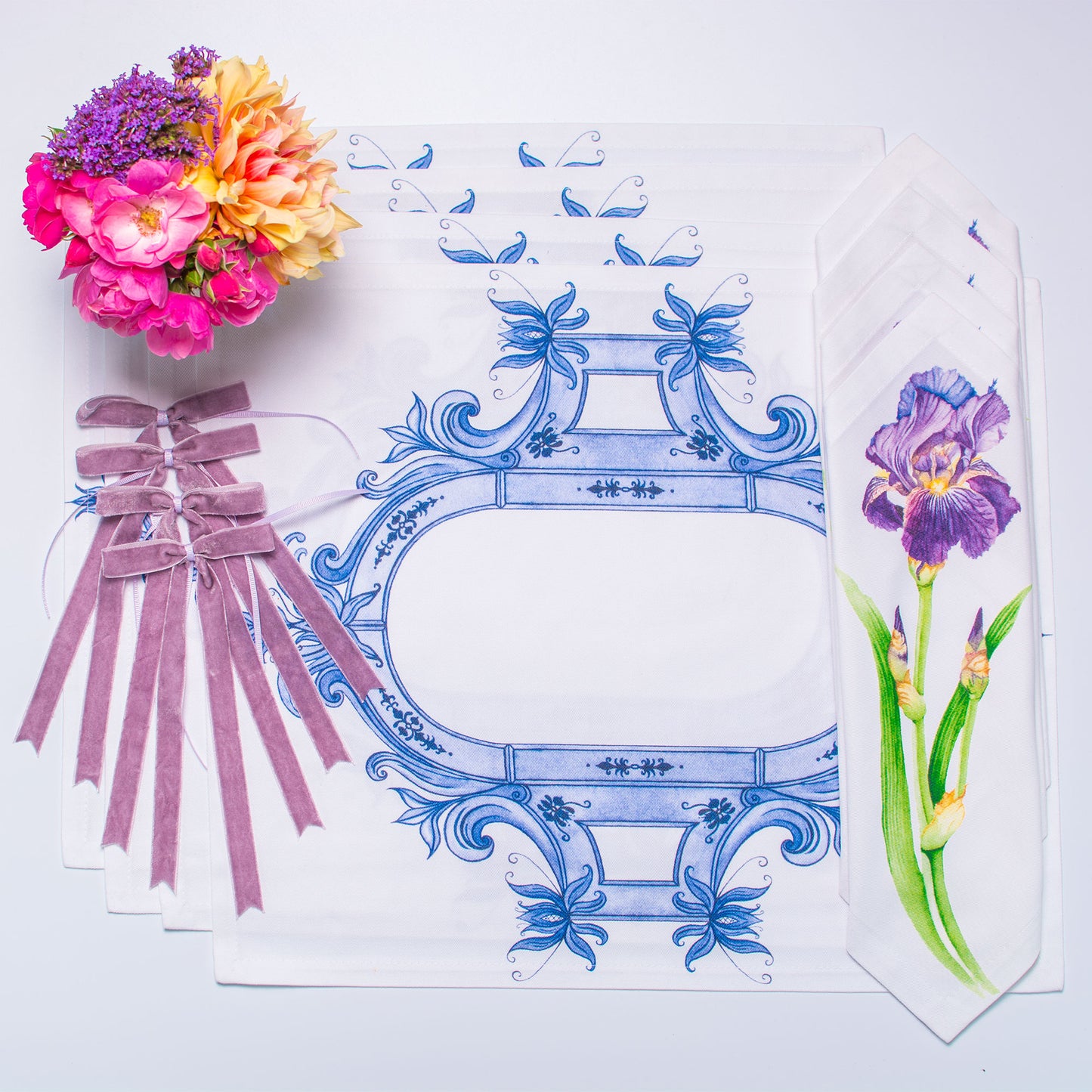 IRIS TEA NAPKINS & PLACEMATS { Set of 4 }