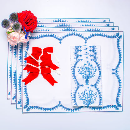 BOUQUET NAPKINS & SCALLOP PLACEMATS { Set of 4 }