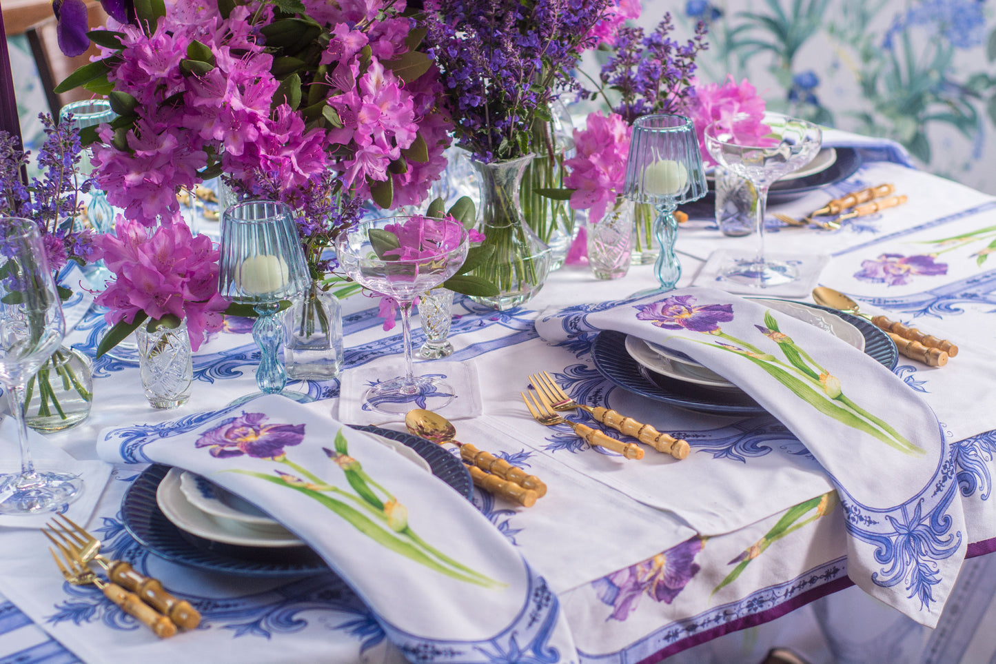 PURPLE & INDIGO IRIS DINNER NAPKINS