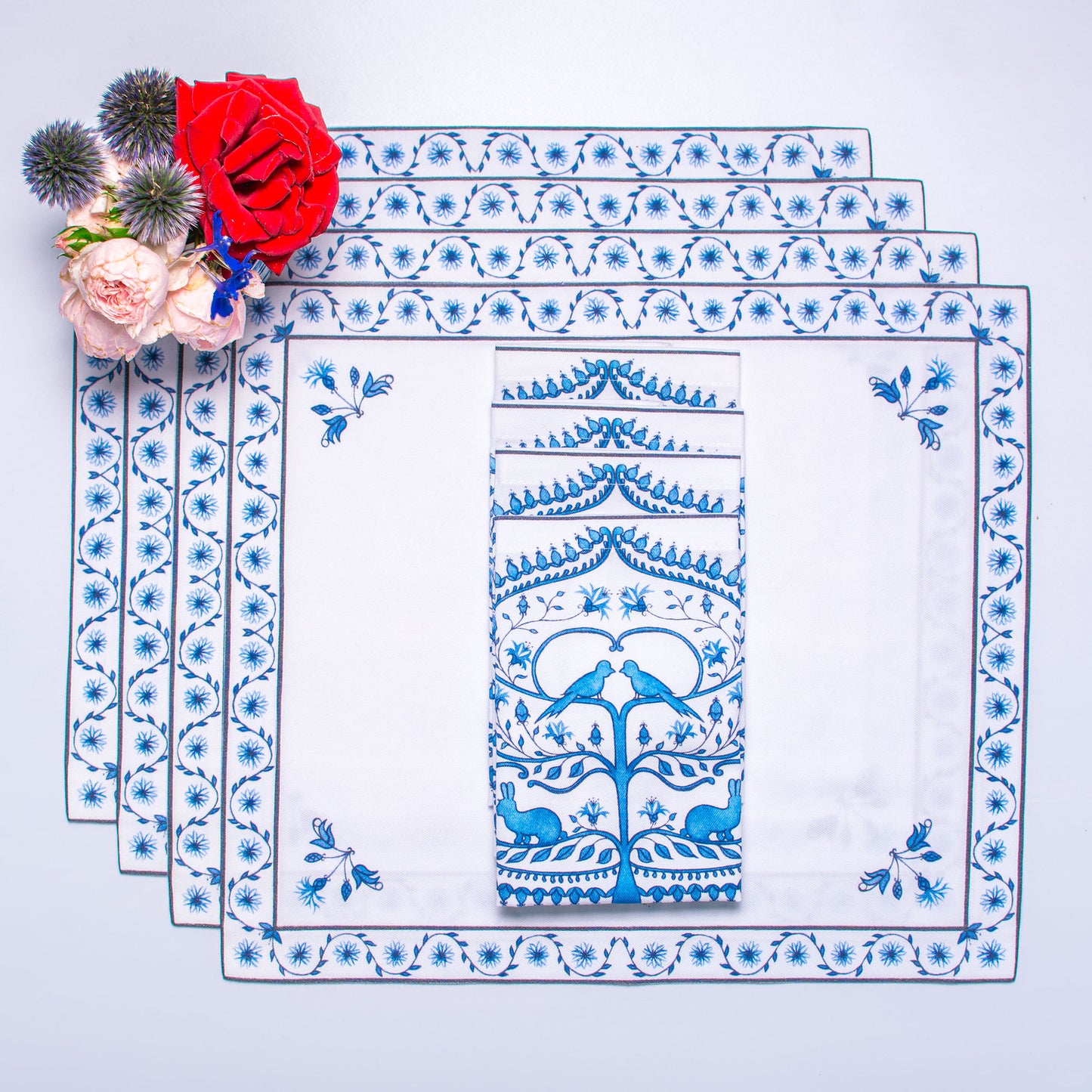 BIRCH TREE NAPKINS AND PLACEMATS { Set of 4 }