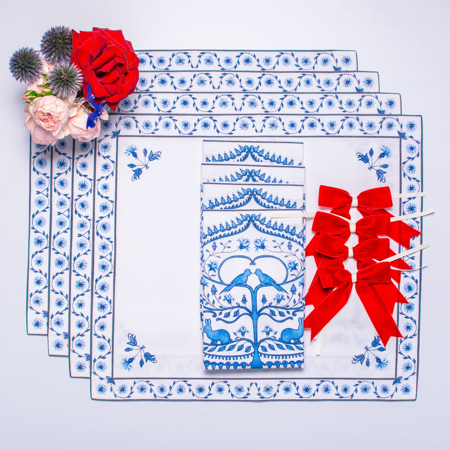 BIRCH TREE NAPKINS AND PLACEMATS { Set of 4 }