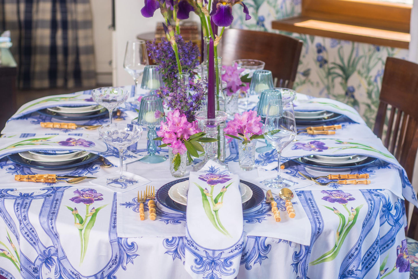 PURPLE & INDIGO IRIS DINNER NAPKINS