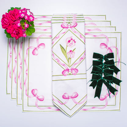 PARROT TULIP DINNER NAPKINS& PLACEMATS { Set of 4 }