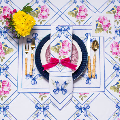 BIRD & ROSES DINNER NAPKINS & PLACEMATS { Set of 4 }