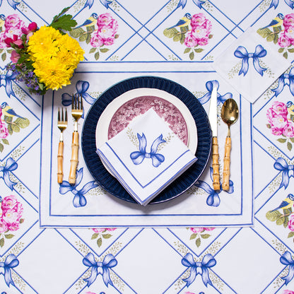 ULTAMARINE BOWS TEA NAPKINS & PLACEMATS { Set of 4 }