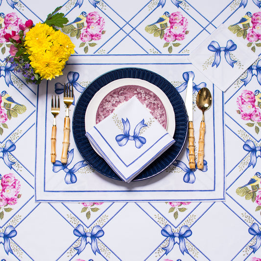 ULTAMARINE BOWS TEA NAPKINS & PLACEMATS { Set of 4 }