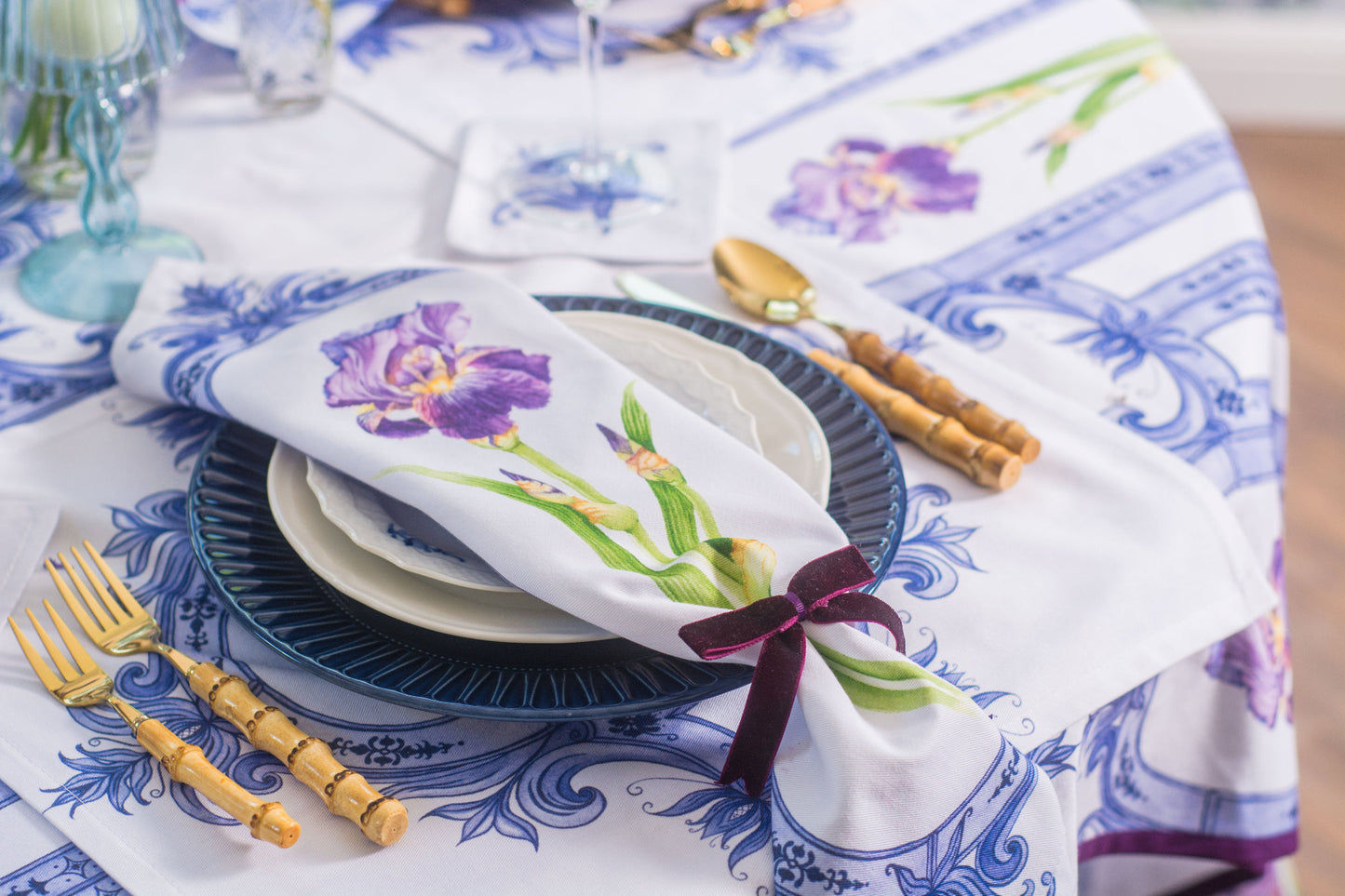 PURPLE & INDIGO IRIS DINNER NAPKINS