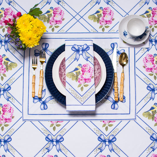 BIRD & ROSES TEA NAPKINS & PLACEMATS { Set of 4 }
