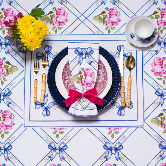 BIRD & ROSES TEA NAPKINS & PLACEMATS { Set of 4 }