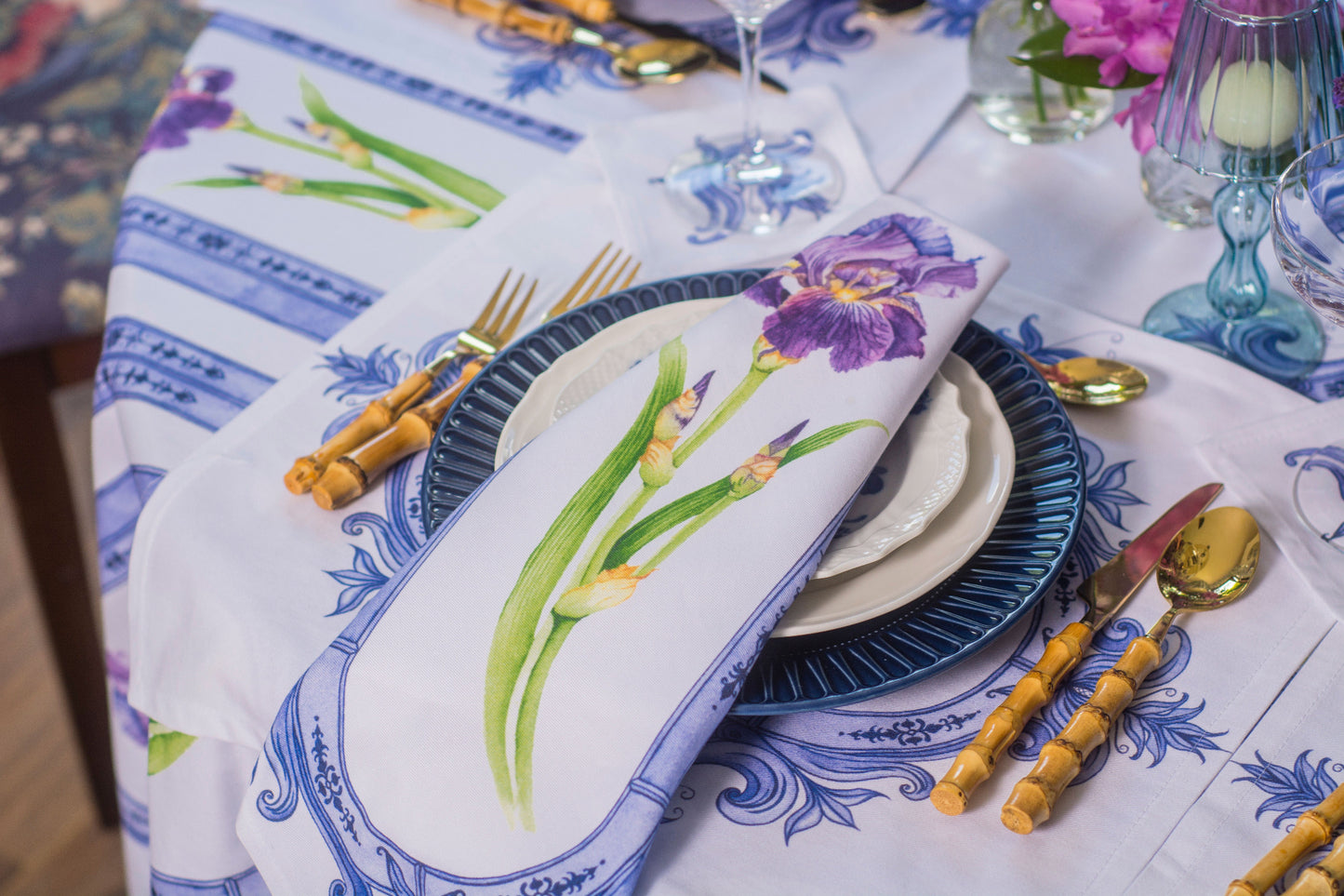 PURPLE & INDIGO IRIS DINNER NAPKINS