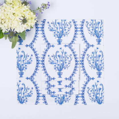 BLUE & WHITE BOUQUET TEA NAPKINS