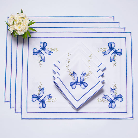 ULTAMARINE BOWS TEA NAPKINS & PLACEMATS { Set of 4 }