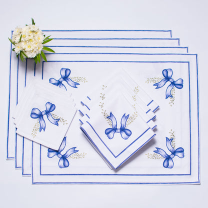 ULTAMARINE BOWS TEA NAPKINS & PLACEMATS { Set of 4 }