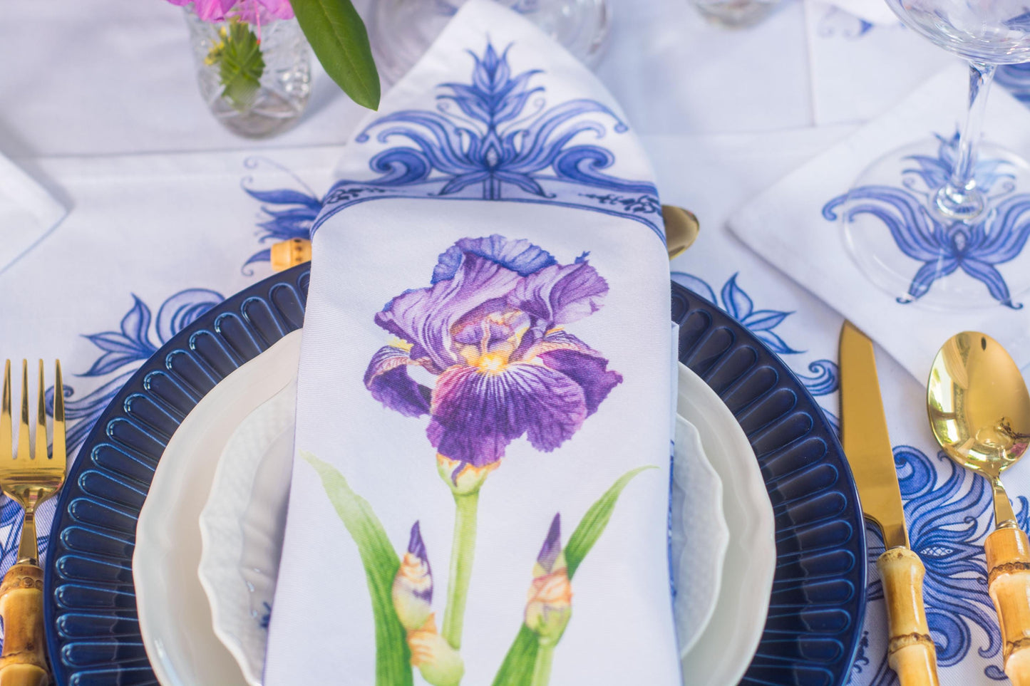 PURPLE & INDIGO IRIS DINNER NAPKINS