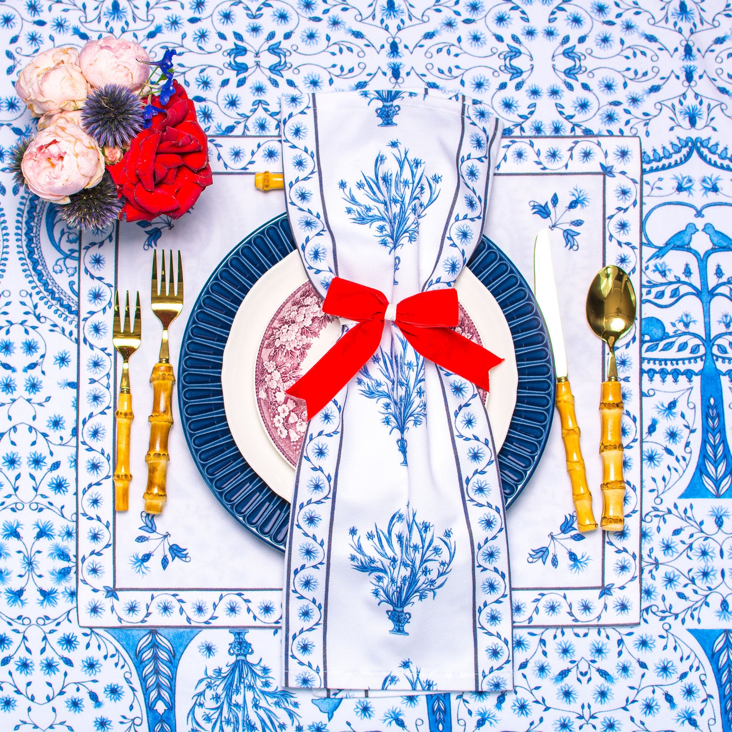 STRIPE BOUQUET DINNER NAPKINS