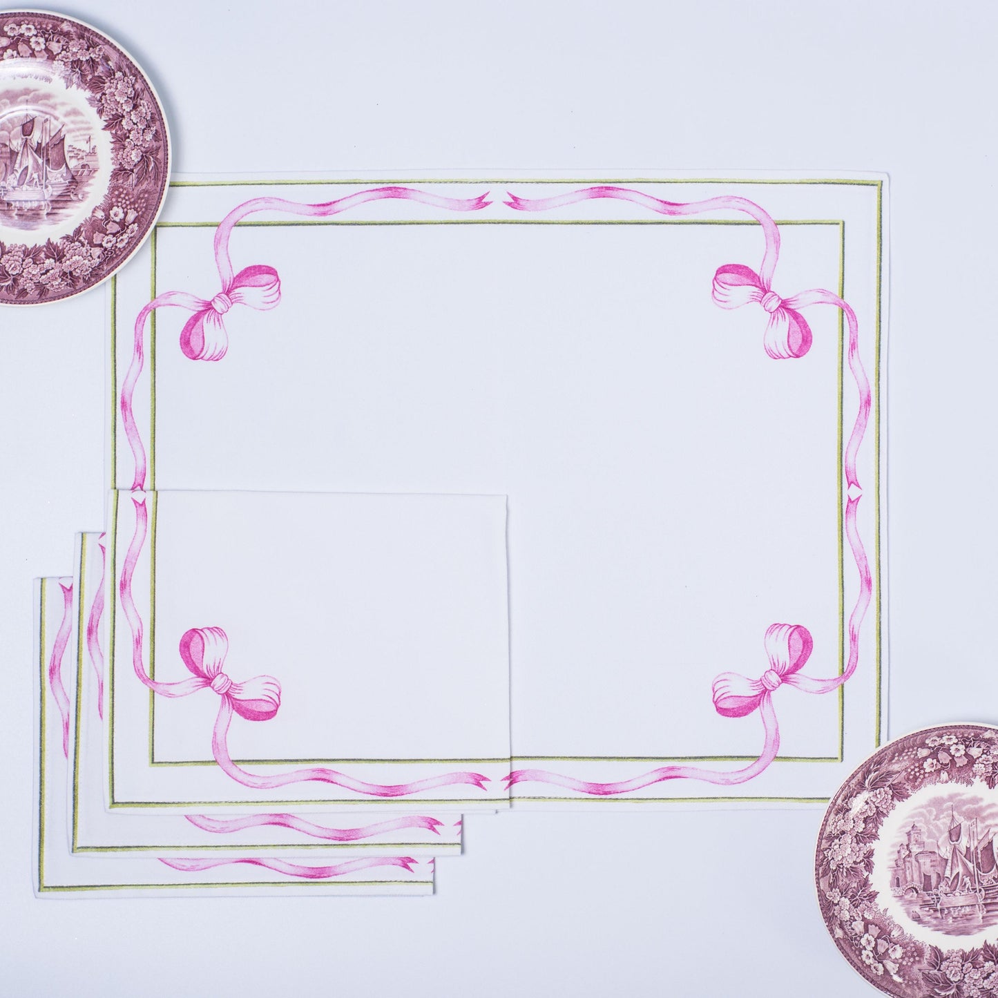 LOVE FLOWER TEA NAPKINS & BOW PLACEMATS { Set of 4 }